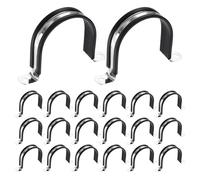 sourcing map 20Pcs M69 U-Tube Strap Clamp, 67mm 304 Stainless Steel Lined Clip Plastic Cushioned Insulated Clamp for Automotive Industrial Marine Household