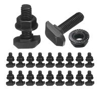 sourcing map 20pcs M6x20mm t Slot Drop-in Bolt, Carbon Steel Hammer Head Bolts t Shape Stud Sliding Screw with M6 Hexagon Flange Nuts for European Standard 30 Series Aluminum Profile