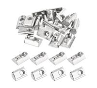 sourcing map 20Pcs M8 T Spring Nuts Fastener Carbon Steel Nickel Plated Half Round Roll in Spring T Slot Nut for t-Slot Aluminum Profile 3D Printer, CNC Router 4545 Series