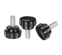 sourcing map 20pcs M8 x 15mm Male Thread Knurled Knobs, Thumb Screws Clamping Knobs Grip 25mm Plastic Round Head Hand Knobs Thumbscrews, Black