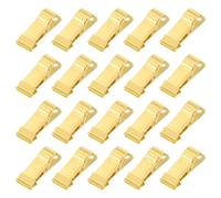 sourcing map 20pcs Metal Alligator Clamps 1.3" x 0.5" Mini Spring Clamp Hanging Crocodile Clips with Smooth Jaw for Work Photo Clothes Crafts, Gold