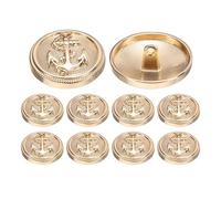 sourcing map 20pcs Metal Blazer Button, 11mm/0.43" Decorative Round Sewing Shank Buttons, Nautical Style Patterns for Men Women Suit Coat Jacket Uniform, Gold