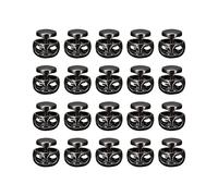 sourcing map 20pcs Metal Cord Locks, 3mm Double Hole Spring Stopper Fastener Slider Toggles End for Drawstrings Bags Backpack Clothing Lanyards, Black