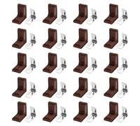 sourcing map 20pcs Metal Corner Braces 18x28x28mm L-Shape 90 Degree Right Angle Brackets Corner Braces with Plastic Brackets Screws for Furniture Chairs Wood Shelf Cabinets Box, Dark Brown