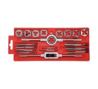 sourcing map 20pcs Metric Tap and Die Set M3-M12 Rethreading Tapping Tools Kit Screw Thread Taps Dies Wrench Handle Stock Holder with Storage Case for Male & Female Threading