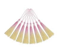 sourcing map 20Pcs Mini Bookmark Tassels, 5" Gradient Polyester Tassels Soft Handmade Silky Floss with Cord Loop for Jewelry Making, Handbag, Pendant DIY Crafts, OR Pink-Yellow