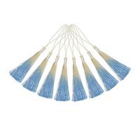 sourcing map 20Pcs Mini Bookmark Tassels, 5" Gradient Polyester Tassels Soft Handmade Silky Floss with Cord Loop for Jewelry Making, Handbag, Pendant DIY Crafts, OR Yellow-Blue