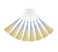 sourcing map 20Pcs Mini Bookmark Tassels, 5" Gradient Polyester Tassels Soft Handmade Silky Floss with Cord Loop for Jewelry Making, Handbag, Pendant DIY Crafts, OR Blue-Yellow