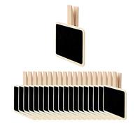 sourcing map 20pcs Mini Chalkboards Signs with Clips Wood Chalkboard Tag for Weddings Party Message Board Notes Table Number Reminder Price Tag