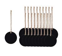sourcing map 20pcs Mini Chalkboards Signs with Hang Rope Wood Round Design DIY for Text Message Memo Reminder Price Tag