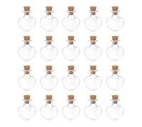 sourcing map 20pcs Mini Glass Bottles with Cork Stoppers Peach Heart Shaped Tiny Glass Jars Small Vials Clear Wishing Bottles for DIY Art Crafts Party Decoration