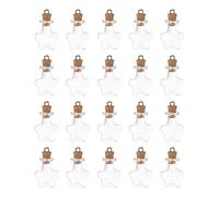sourcing map 20pcs Mini Glass Bottles with Cork Stoppers Pentacle Shaped Tiny Glass Jars Small Glass Vials Transparent Clear Wishing Bottles with Ring for DIY Art Crafts Party Decoration