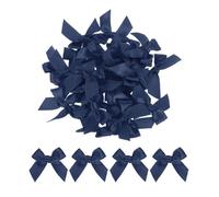 sourcing map 20Pcs Mini Ribbon Bow 1.5" Mini Fabric Satin Ribbon Flower Bows for Craft DIY Sewing Wedding Birthday Party Dark Blue