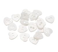 sourcing map 20Pcs Natural Shell Button, 2 Hole 11.5mm Heart Shape Mother of Pearl Buttons for Shirt Coats Suits Jacket Jeans Skirts DIY Sewing Crafts, White