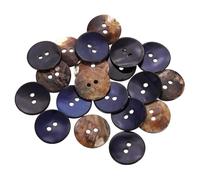 sourcing map 20Pcs Natural Shell Buttons, 20mm 2 Hole Mother of Pearl Blazer Buttons Sewing Craft Shell Discs for Shirt Sewing DIY Crafts Decoration, Dark Blue