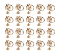 sourcing map 20pcs O Ring Brass Round Head Rivets Studs 8mm Metal Rivets Fasteners with Screw and Pull Ring for DIY Leather Craft Purse Mobile Case Handbag, Gold Tone