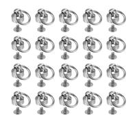 sourcing map 20pcs O Ring Brass Round Head Rivets Studs 8mm Metal Rivets Fasteners with Screw and Pull Ring for DIY Leather Craft Purse Mobile Case Handbag, Silver Tone