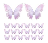 sourcing map 20Pcs Organza Butterfly, 1.6" x 2" Inch Double Layers Lace Butterfly Applique Patches Fabric Embroidery Sewing Lace for DIY Craft Wedding Hair Dress Accessories, Light Purple