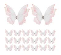 sourcing map 20Pcs Organza Butterfly, 1.6" x 2" Inch Double Layers Lace Butterfly Applique Patches Fabric Embroidery Sewing Lace for DIY Craft Wedding Hair Dress Accessories, Orange