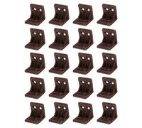 sourcing map 20pcs Plastic Corner Braces 28 x 27 x 27mm L-Shape 90 Degree Right Angle Brackets Corner Braces with Screws for Furniture Support Chairs Wood Shelf Cabinets Box, Dark Brown
