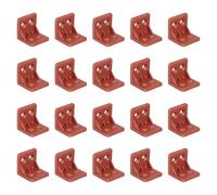 sourcing map 20Pcs Plastic Corner Braces, L Shape Corner Bracket, Right Angle Corner Support Brace, Shelf Board Holder for Wood Furniture Cabinet Drawer Bookcase, Red Brown