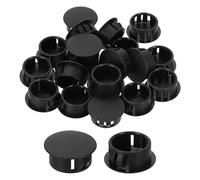 sourcing map 20Pcs Plastic Hole Plugs, 19mm(3/4") Flush Type Panel Plugs, Round Snap Knockout Locking Plugs for Furniture Insert End Caps Panels, Black