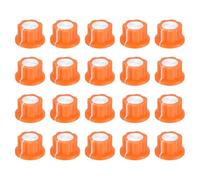 sourcing map 20Pcs Potentiometer Knob Fit 1/4" Shaft Pots, Set Screw Brass Insert, Orange Volume Controller Rotary Knobs for Guitar Effect Sound Pedal Replacement