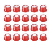 sourcing map 20Pcs Potentiometer Knob Fit 1/4" Shaft Pots, Set Screw Brass Insert, Red Volume Controller Rotary Knobs for Guitar Effect Sound Pedal Replacement