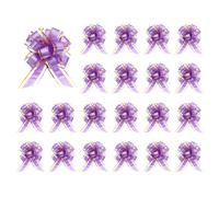 sourcing map 20pcs Purple Pull Bows 6.3 Inches Wide Large Organza Ribbon Gift Bows for Gift Wrapping Gift Basket Decor Wedding Parties Birthday Florist Packaging and Decoration