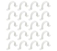 sourcing map 20Pcs PVC Pipe Straps, 50mm Plastic Conduit Strap, Two Hole PVC Pipe Clips for Tube, PVC Pipes, Conduit, Cables, Wire, Cord, Light Grey