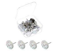 sourcing map 20Pcs Rhinestone Push Pins, 12mmx13mm Shiny Diamond Decorative Thumb Tacks Upholstery Tacks for Cork Board Bulletin Board Wall Hangings, Clear/Silver