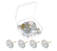 sourcing map 20Pcs Rhinestone Push Pins, 12mmx13mm Shiny Diamond Decorative Thumb Tacks Upholstery Tacks for Cork Board Bulletin Board Wall Hangings, Clear/Gold