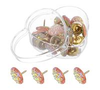 sourcing map 20Pcs Rhinestone Push Pins, 16mmx14mm Shiny Diamond Decorative Thumb Tacks Upholstery Tacks for Cork Board Bulletin Board Wall Hangings, Pink/Gold