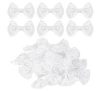 sourcing map 20Pcs Ribbon Bows, 1.38" x 2.24" Polyester Bow Appliques Bow Tie Shaped Appliques Lace Double-Layer Craft Bowknot for Sewing Crafts Clothes Hat Wedding Decoration, White