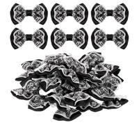 sourcing map 20Pcs Ribbon Bows, 1.38" x 2.24" Polyester Bow Appliques Bow Tie Shaped Appliques Lace Double-Layer Craft Bowknot for Sewing Crafts Clothes Hat Wedding Decoration, Black