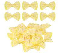 sourcing map 20Pcs Ribbon Bows, 2.2" x 2.4" Polyester Bow Appliques Bow Tie Shaped Appliques Lace Double-Layer Craft Bowknot for Sewing Crafts Clothes Hat Wedding Decoration, Yellow