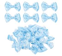 sourcing map 20Pcs Ribbon Bows, 2.2" x 2.4" Polyester Bow Appliques Bow Tie Shaped Appliques Lace Double-Layer Craft Bowknot for Sewing Crafts Clothes Hat Wedding Decoration, Blue