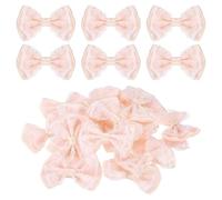 sourcing map 20Pcs Ribbon Bows, 2.2" x 2.4" Polyester Bow Appliques Bow Tie Shaped Appliques Lace Double-Layer Craft Bowknot for Sewing Crafts Clothes Hat Wedding Decoration, Light Pink