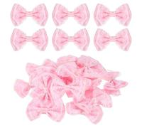 sourcing map 20Pcs Ribbon Bows, 2.2" x 2.4" Polyester Bow Appliques Bow Tie Shaped Appliques Lace Double-Layer Craft Bowknot for Sewing Crafts Clothes Hat Wedding Decoration, Pink