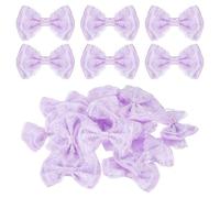 sourcing map 20Pcs Ribbon Bows, 2.2" x 2.4" Polyester Bow Appliques Bow Tie Shaped Appliques Lace Double-Layer Craft Bowknot for Sewing Crafts Clothes Hat Wedding Decoration, Purple