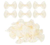 sourcing map 20Pcs Ribbon Bows, 2.2" x 2.4" Polyester Bow Appliques Bow Tie Shaped Appliques Lace Double-Layer Craft Bowknot for Sewing Crafts Clothes Hat Wedding Decoration, Beige