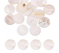 sourcing map 20Pcs Round Natural Shell Buttons,23mm 2 Holes Mother of Pearl Craft Seashell Sewing Buttons for Clothes Shirts Dresses Sewing DIY Craft Making, Cream Yellow Khaki
