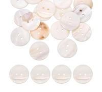 sourcing map 20Pcs Round Natural Shell Buttons,25mm 2 Holes Mother of Pearl Craft Seashell Sewing Buttons for Clothes Shirts Dresses Sewing DIY Craft Making, White