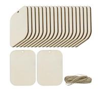 sourcing map 20pcs Rounded Rectangle Blank Wood Tags with Hole 3.5 x 5.5 Inch Unfinished Wood Pieces Wooden Gift Tags with 32.8 Ft Rope for Craft Projects, Hanging Decorations, Gift Making