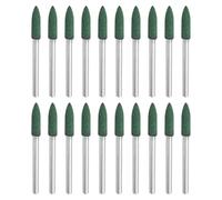sourcing map 20pcs Rubber Polishing Bits, Rotary Buffing Bits with 4mm (5/32-inch) Mounted Conic Head, 3mm (1/8-inch) Shank, for Metal, Jewelry, Stone, Rock Grinding, Green