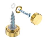 sourcing map 20Pcs Screw Covers Caps, Brass Mirror Screws Decorative Caps Cover Nail Fasteners for Sign Advertising Hardware Construction, 14mm Diameter, Copper