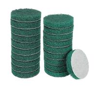 sourcing map 20pcs Scrubber Scouring Pads 180 Grits 3 Inch Drill Power Brush Hoop and Loop Surface Conditioning Disc Drill Scuffing Disc Scrub Pads for Home Kitchen Cleaning, Green