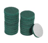 sourcing map 20pcs Scrubber Scouring Pads 180 Grits 4 Inch Drill Power Brush Hoop and Loop Surface Conditioning Disc Drill Scuffing Disc Scrub Pads for Home Kitchen Cleaning, Green
