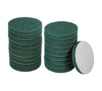 sourcing map 20pcs Scrubber Scouring Pads 180 Grits 5 Inch Drill Power Brush Hoop and Loop Surface Conditioning Disc Drill Scuffing Disc Scrub Pads for Home Kitchen Cleaning, Green