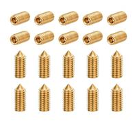 sourcing map 20Pcs Set Screws M5x12mm Brass Cone Point Hex Socket Grub Screws for Machinery, Home Repairs, and Fixtures Gold Tone